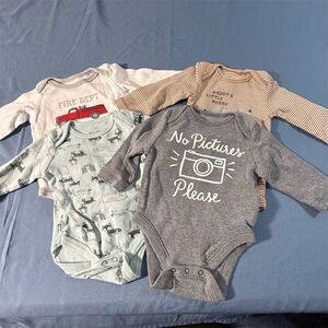 Unisex 0-3 Month Baby Infant Long Sleeve Bodysuit Bundle Multicolor 4-Pack